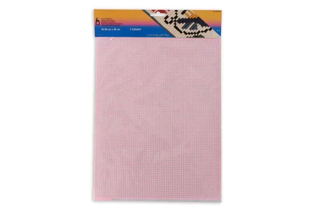 Канва для вишивання пластикова 32,5*25см рожева 61007-08 Індія