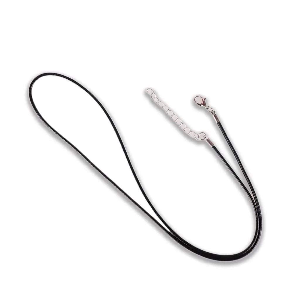 Шнур вощений 2мм 70см срібна застібка чорний 8G-38 Ділонг