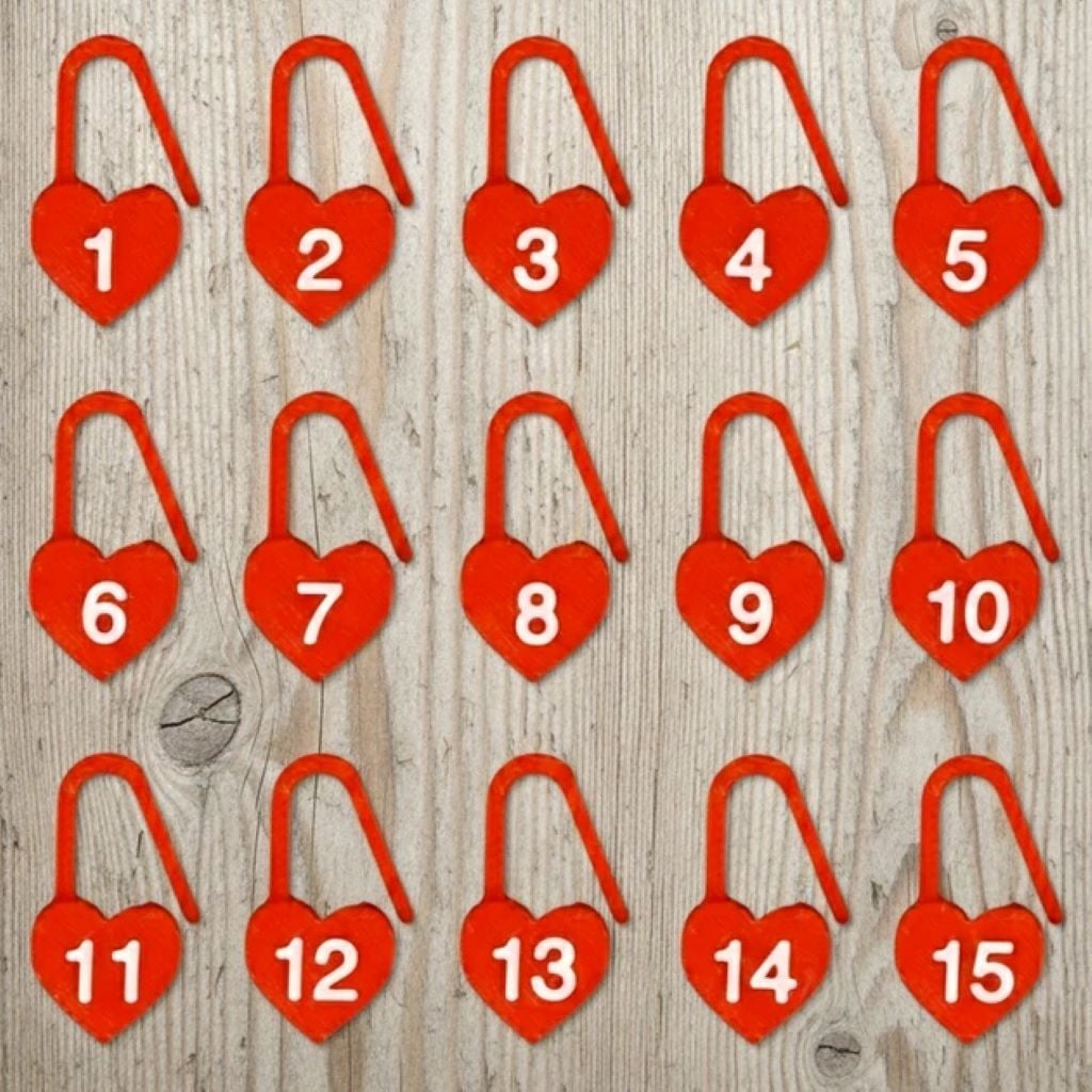 Маркер для петель з номером Червоне серце набір 15шт 609621 Україна