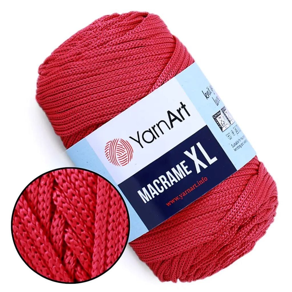 Макраме шнур 4мм 250г 130м малиновий поліестр 143-1081 YarnArt