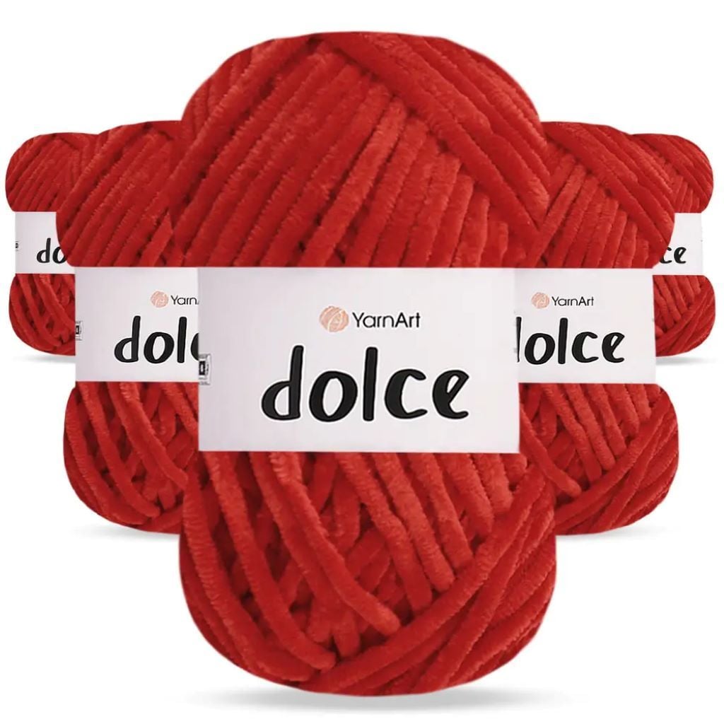 Пряжа Dolce 100гр 120м плюш червона мікрополіестр 748-3377 YarnArt