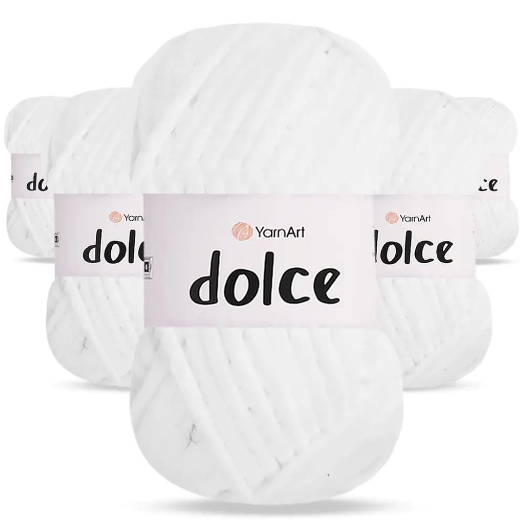 Пряжа Dolce 100гр 120м плюш біла мікрополіестр 741-128 YarnArt