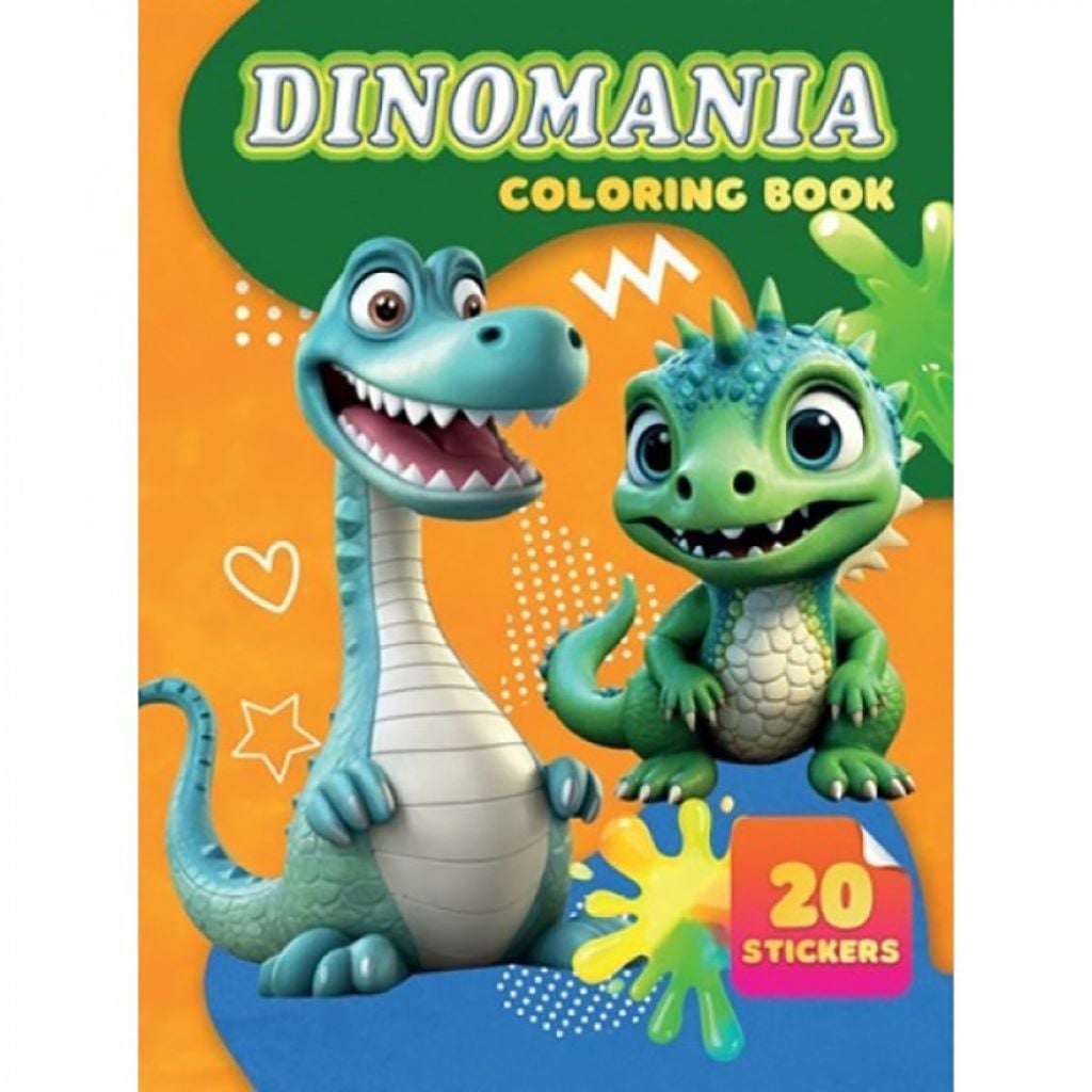Книжка розмальовка А4 Dinomania 20 наліпок A06012503 Jumbo
