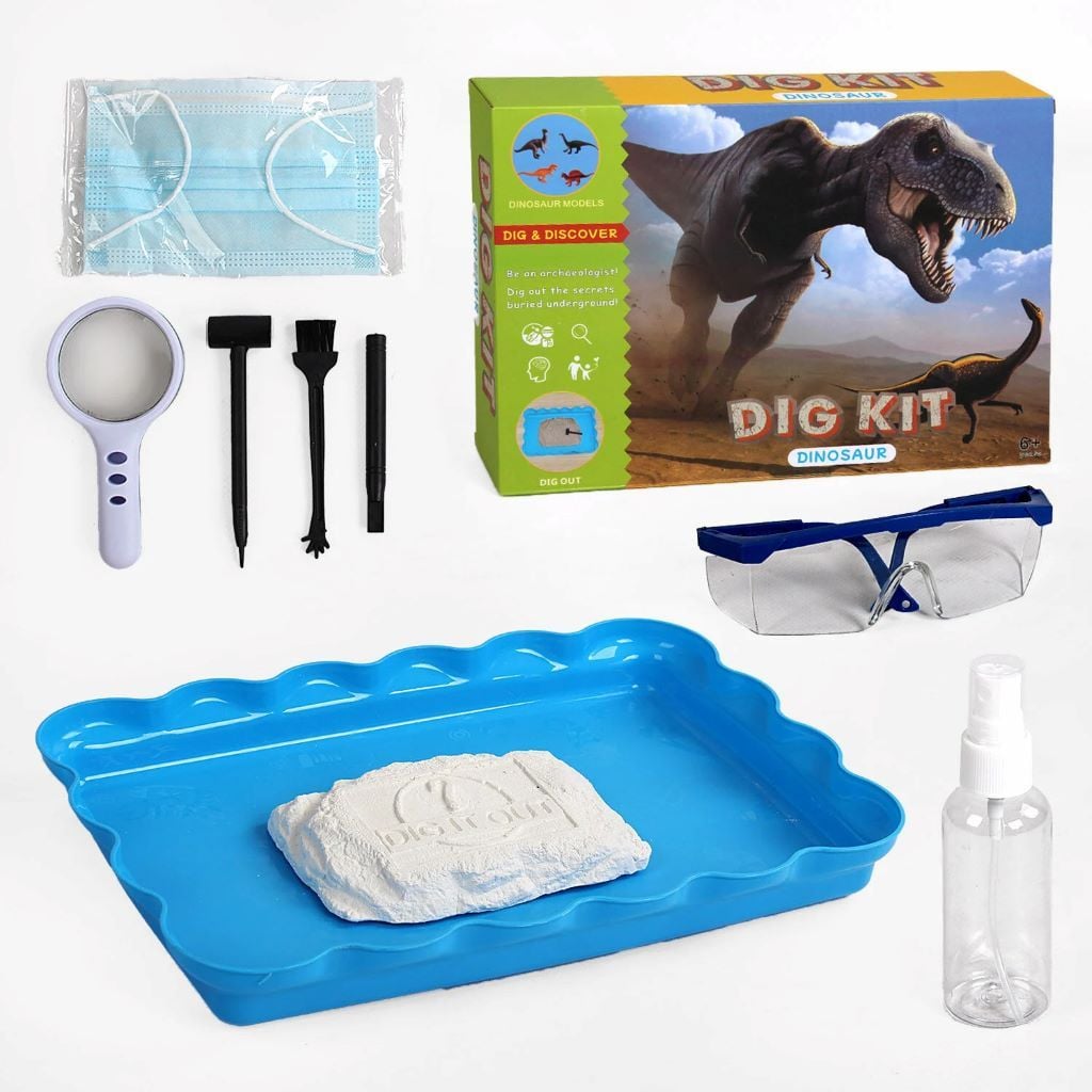 Розкопки динозаври 1 скелет гіпсовий брикет окуляри маска у коробці WL104 Danko toys