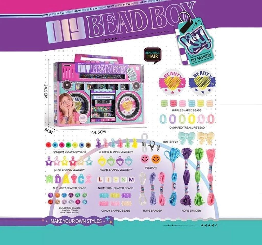 Набор для творчості Плетіння браслетів намистини різних форм декоративні підвіски у коробці KSY924 Mei Bo Kai