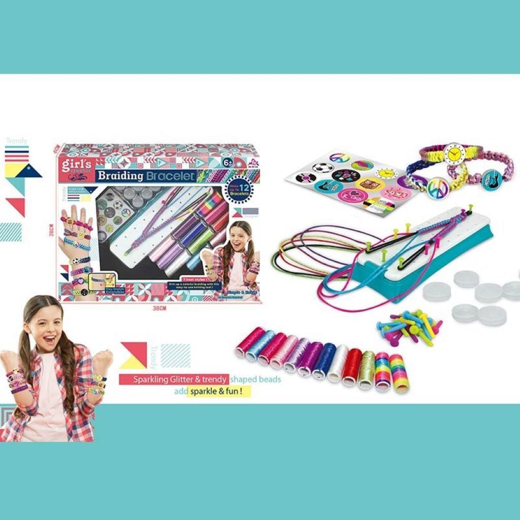 Набор для творчості Плетіння браслетів станок для плетіння 12 мотків ниток декор у коробці MBK-291K Mei Bo Kai