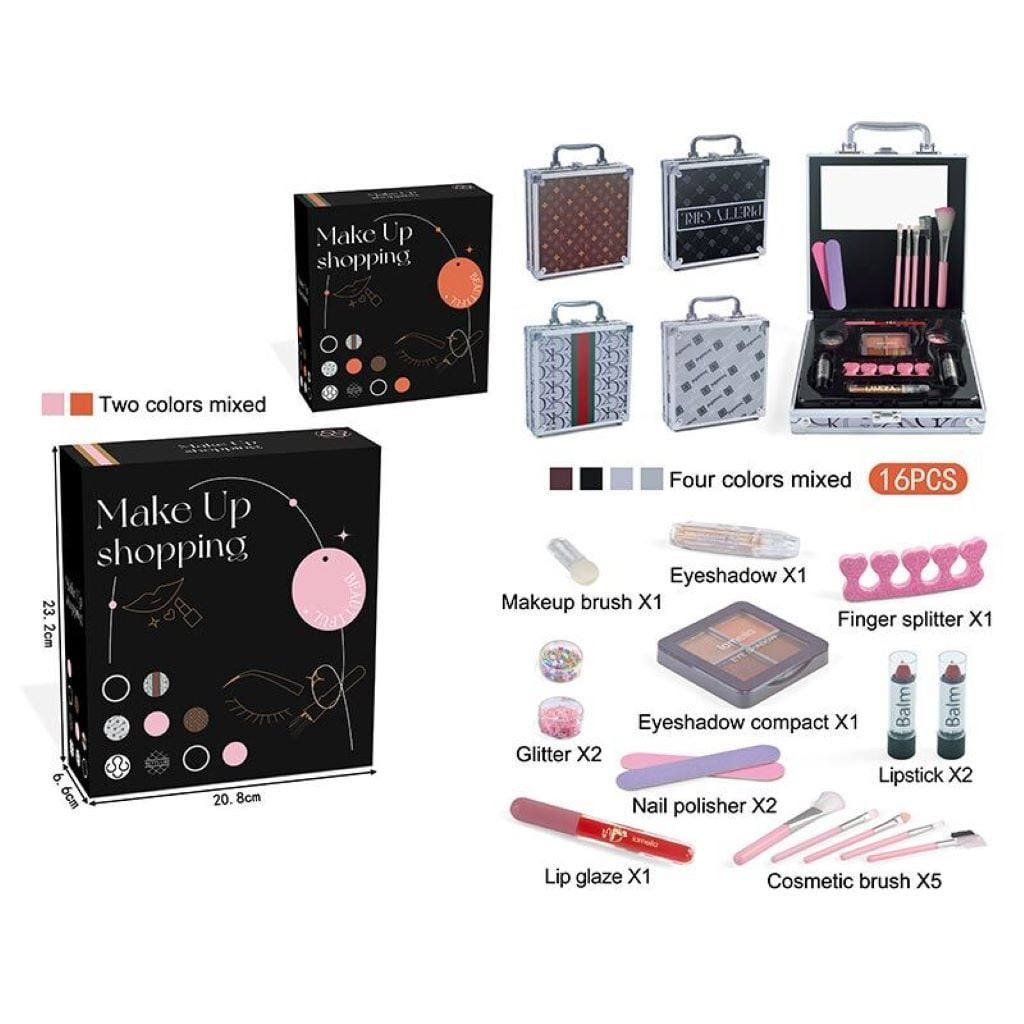 Косметика Make Up Shopping палетка тіней 3 помади глітери дзеркальце пензлики в коробці FT2015-E Китай