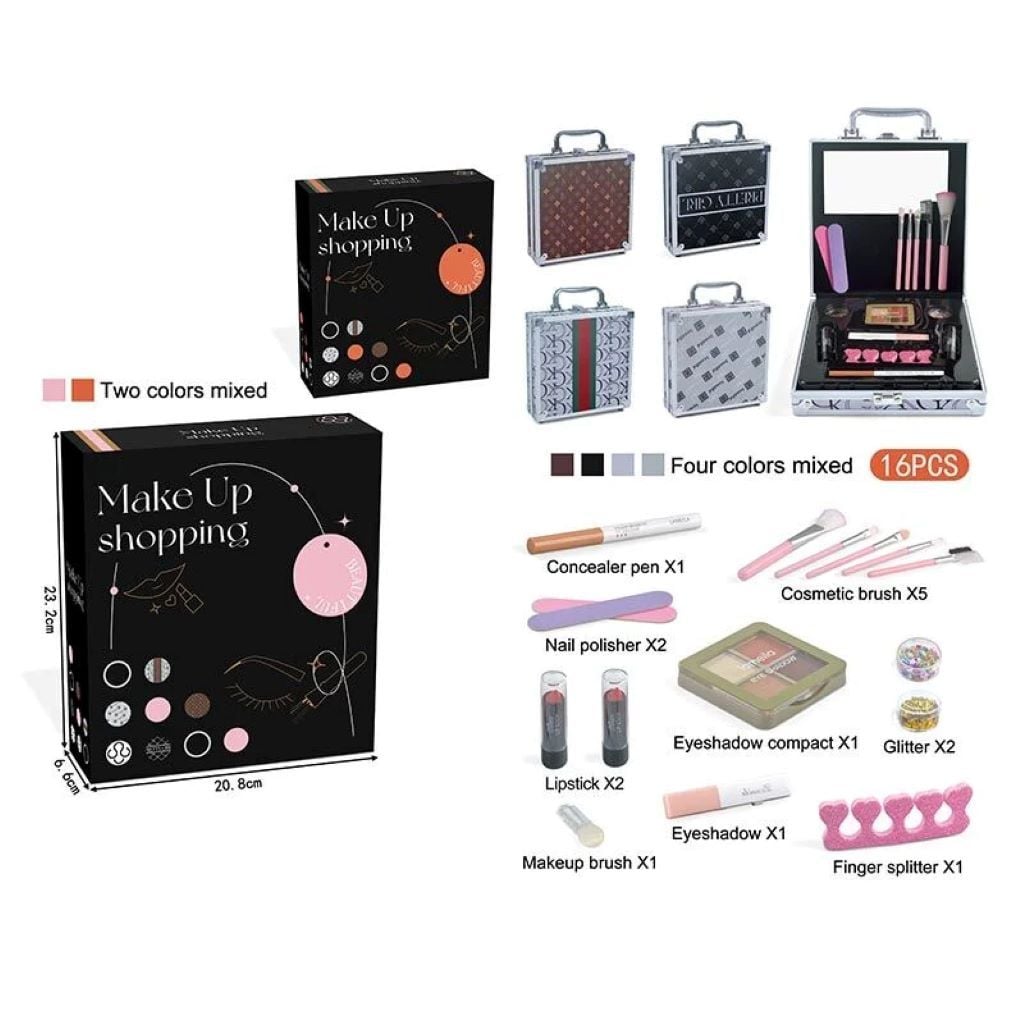 Косметика Make Up Shopping палетка тіней 2 помади глітери дзеркальце пензлики в коробці FT2015-D Китай