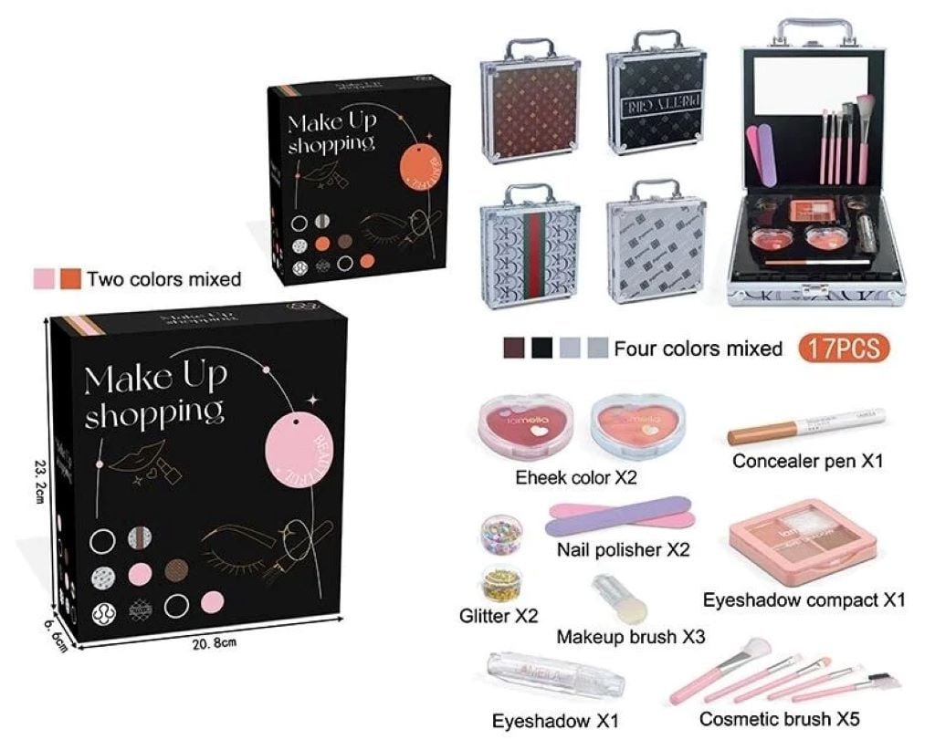 Косметика Make Up Shopping палетка тіней 2 помади глітери дзеркальце пензлики в коробці FT2015-B Китай