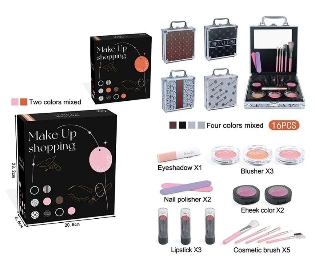 Косметика Make Up Shopping палетка тіней 2 помади глітери дзеркальце пензлики в коробці FT2015-C Китай