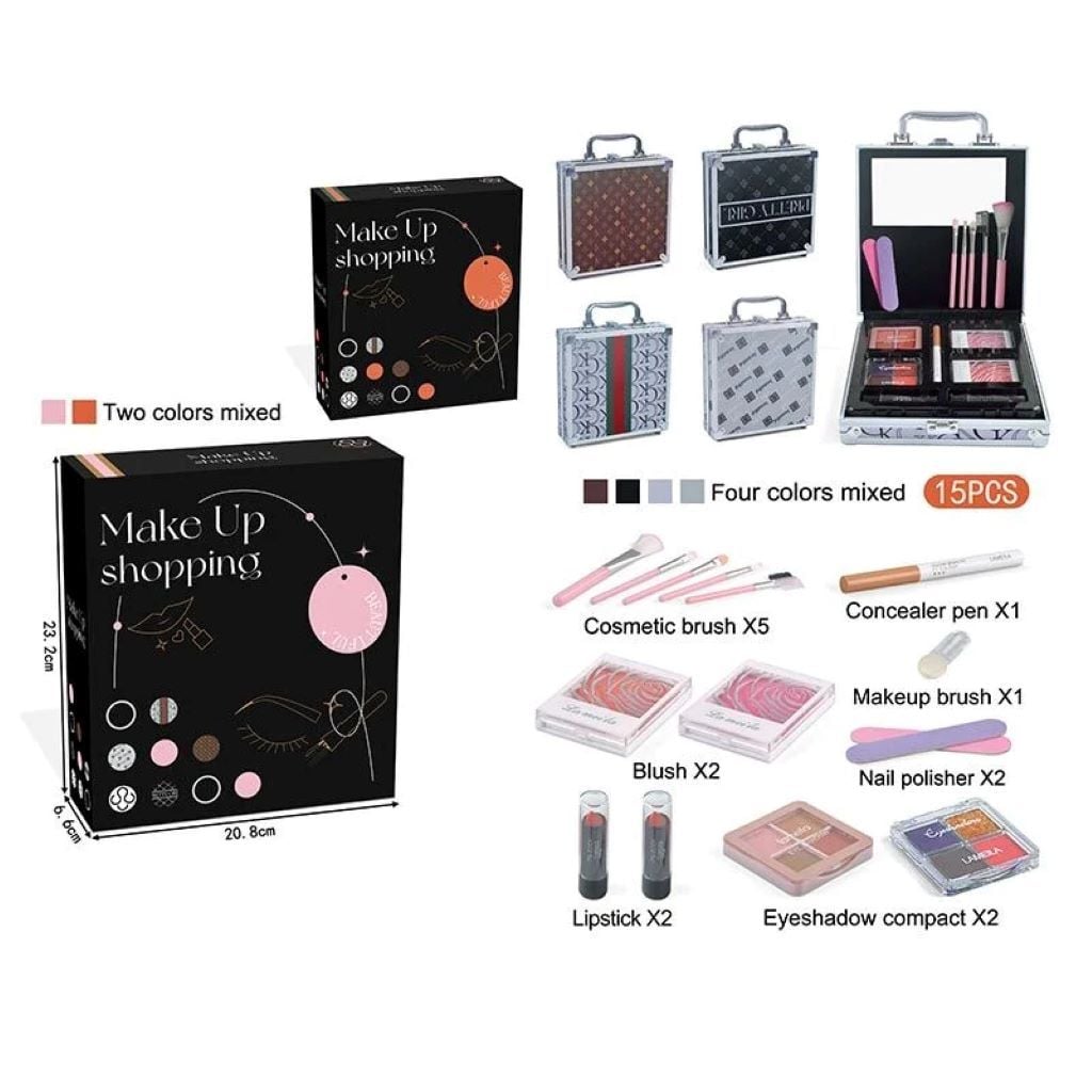 Косметика Make Up Shopping палетка тіней 2 помади глітери дзеркальце пензлики в коробці FT2015-A Китай