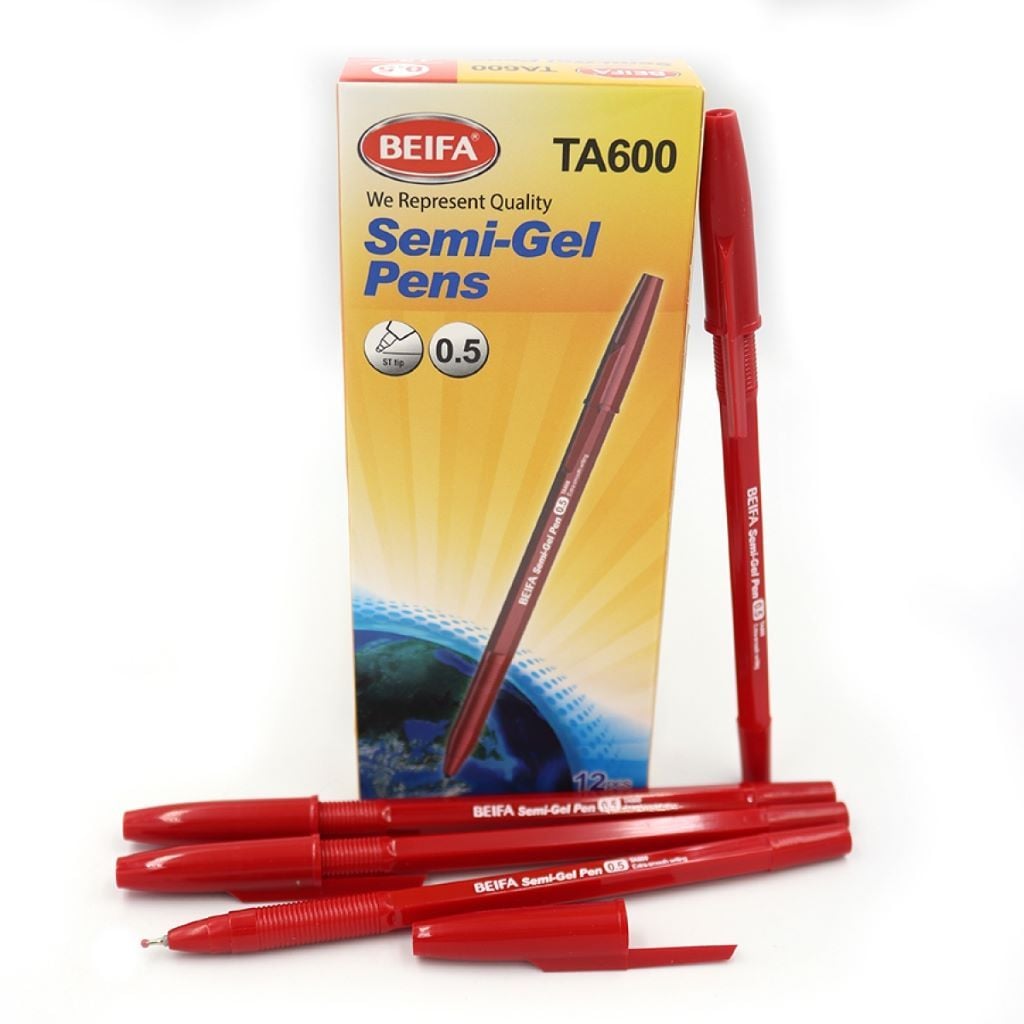 Ручка масляна 0,5мм червона TA600-red Beifa