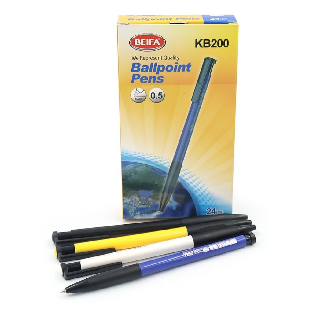 Ручка кулькова автомат масляна 0,5 мм з гриппом синя KB200 Beifa