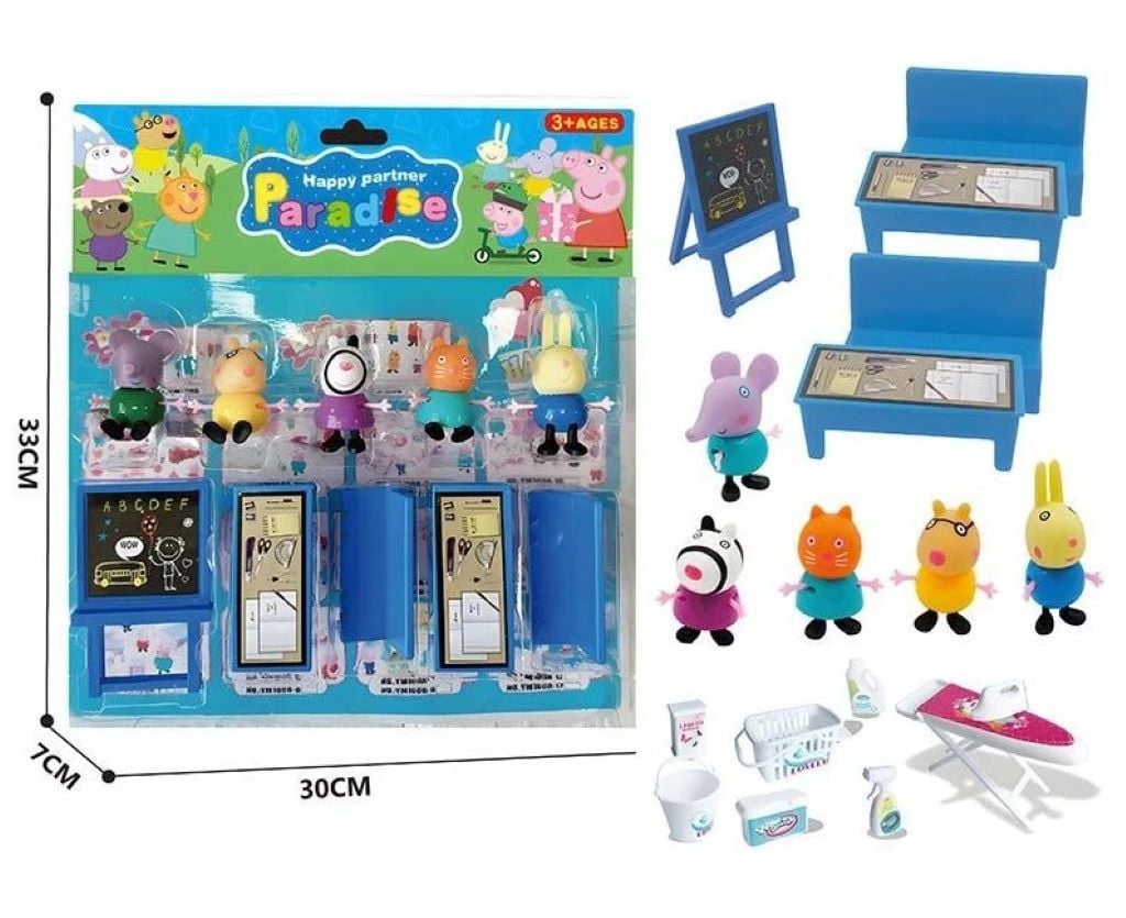 Герої типу Свинка Пепа 5 фігурок аксесуари на планшеті 31*33*7см YM88P23 Китай