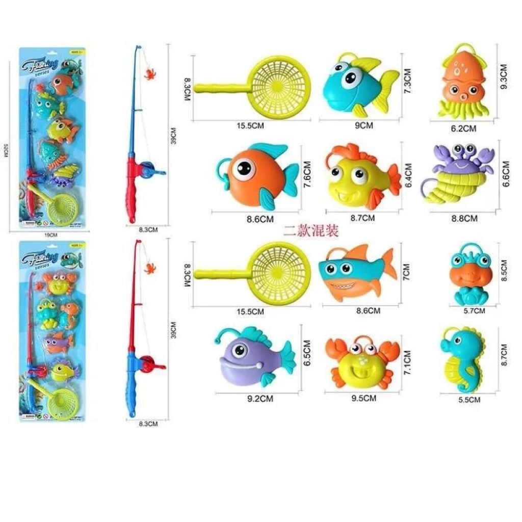 Риболовля 2види вудка сачок 5 фігурок на листі QF557B Китай