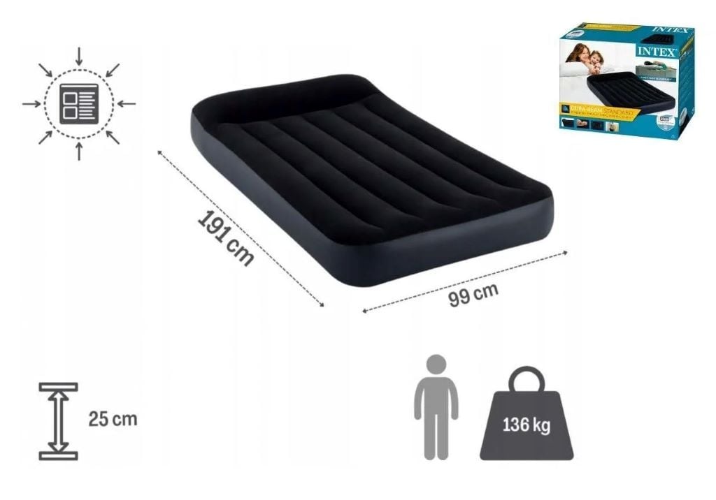 Надувний матрас велюр синій 191х99х25 см 64759 intex