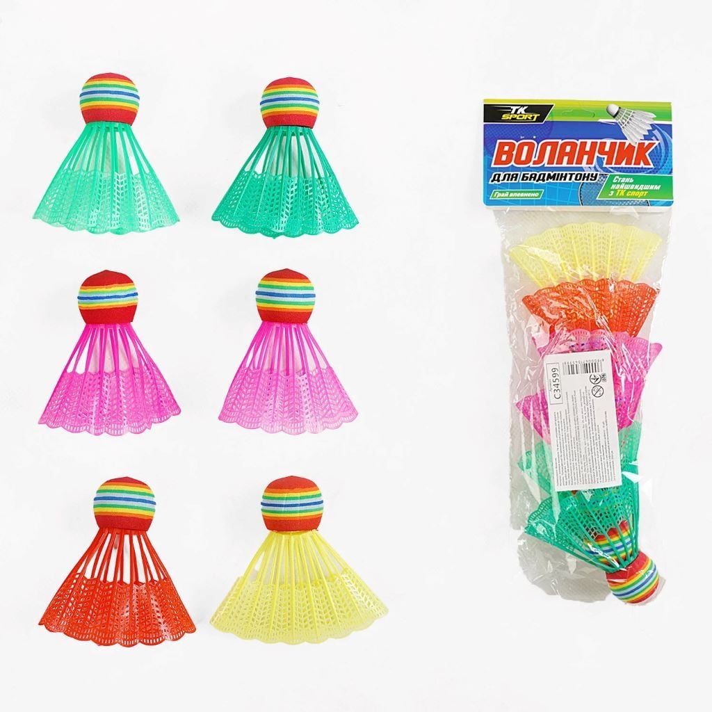 Воланчик пластик 6шт мікс кол в пакеті C34599 Китай