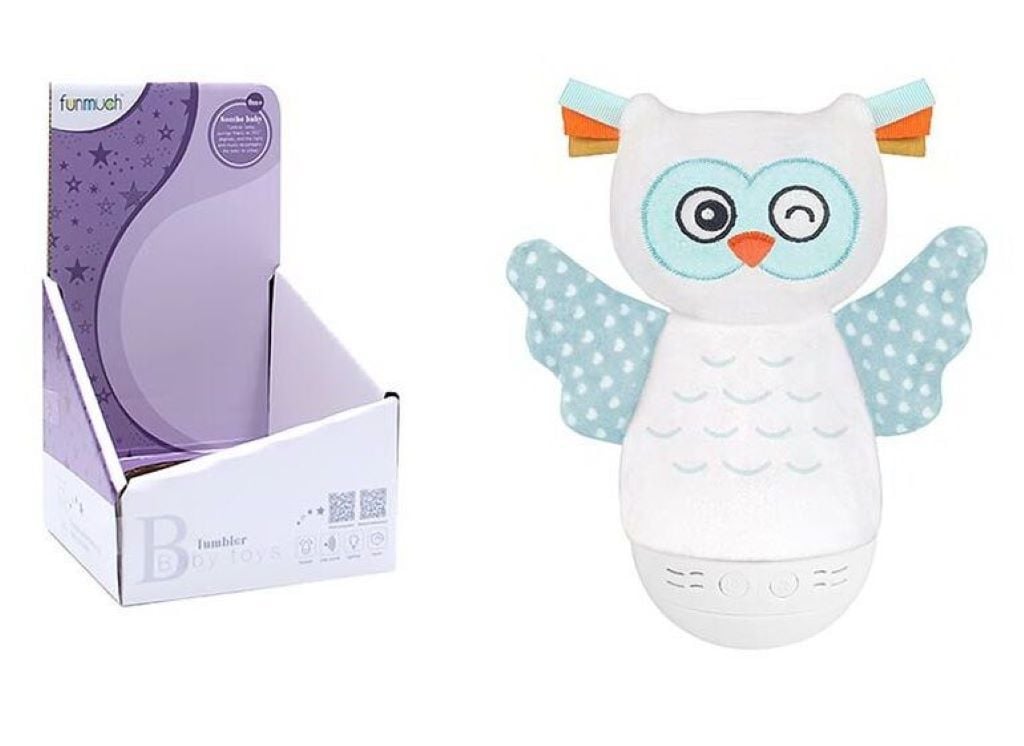 Неваляшка Совеня м'яка на батарейках світло звук у коробці 18*9*8см FM999-7 Funmuch