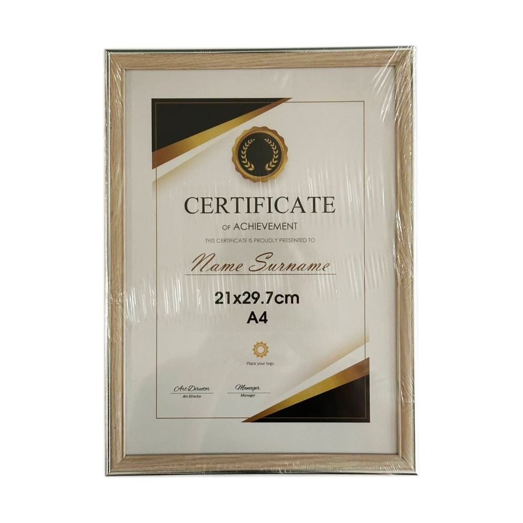 Фоторамка 21*30см А4 бежево-срібна пластик 12-114 Китай