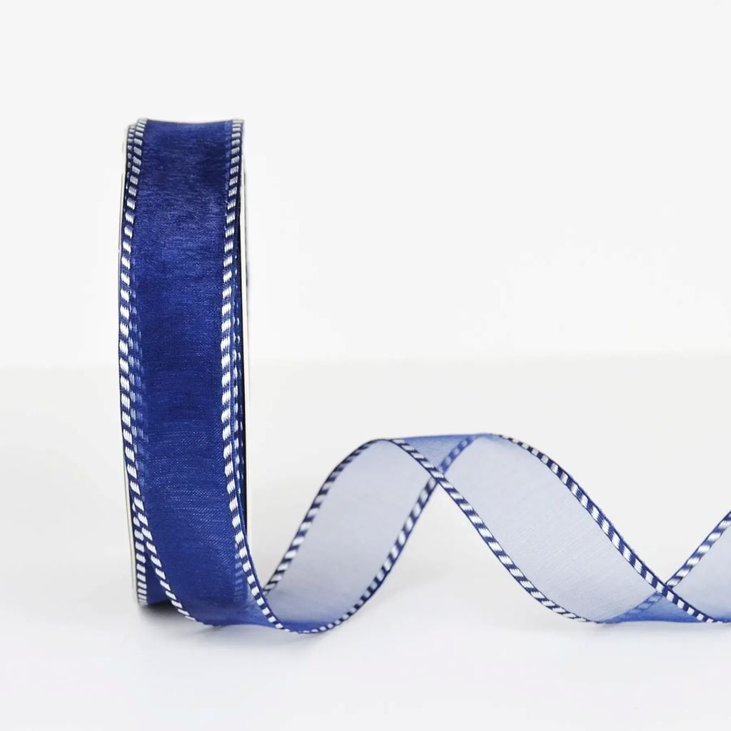 Стрічка 2,5см органза з каймою 35м мікс кольорів 60528 Sinowrap