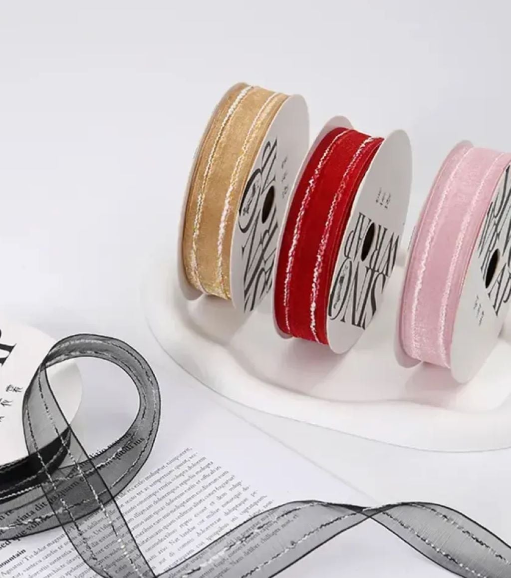 Стрічка 2,5см органза з люрексом мікс кольорів 60513-17 Sinowrap