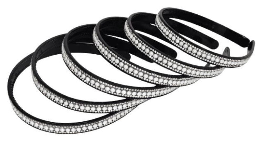 Обруч для волосся Намистини і стрази 1,2см пластик чорний 0202-821 Китай