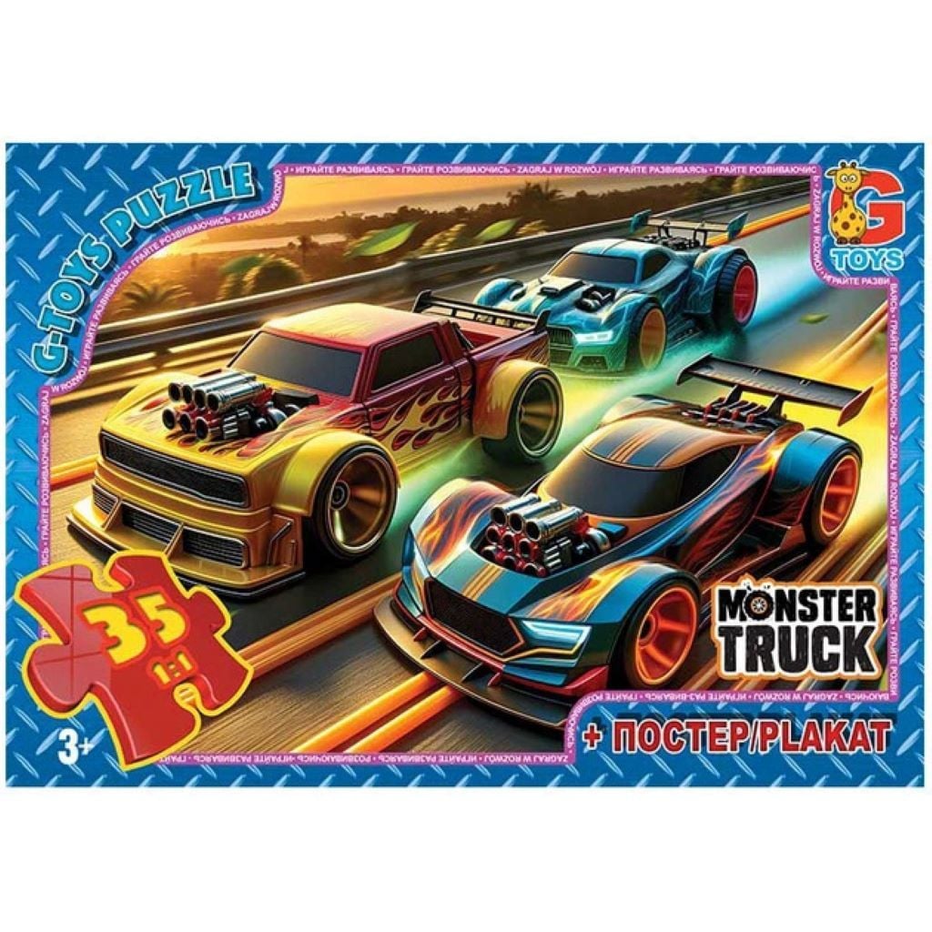 Пазли 35ел Monster Truck+постер коробка 19*13*3см MT181 G-Toys