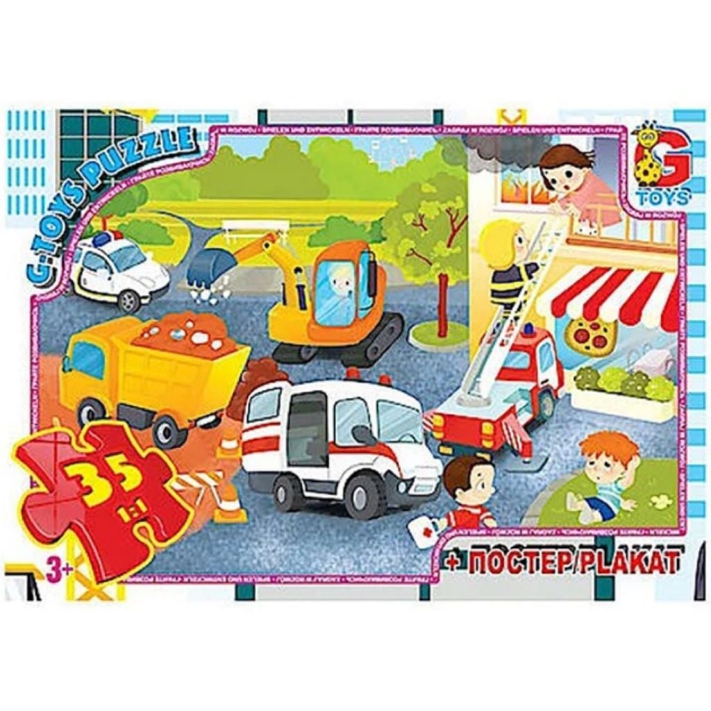 Пазли 35ел Аварійні служби+ постер в коробці 17.5*12*2.5см GF07 G-Toys