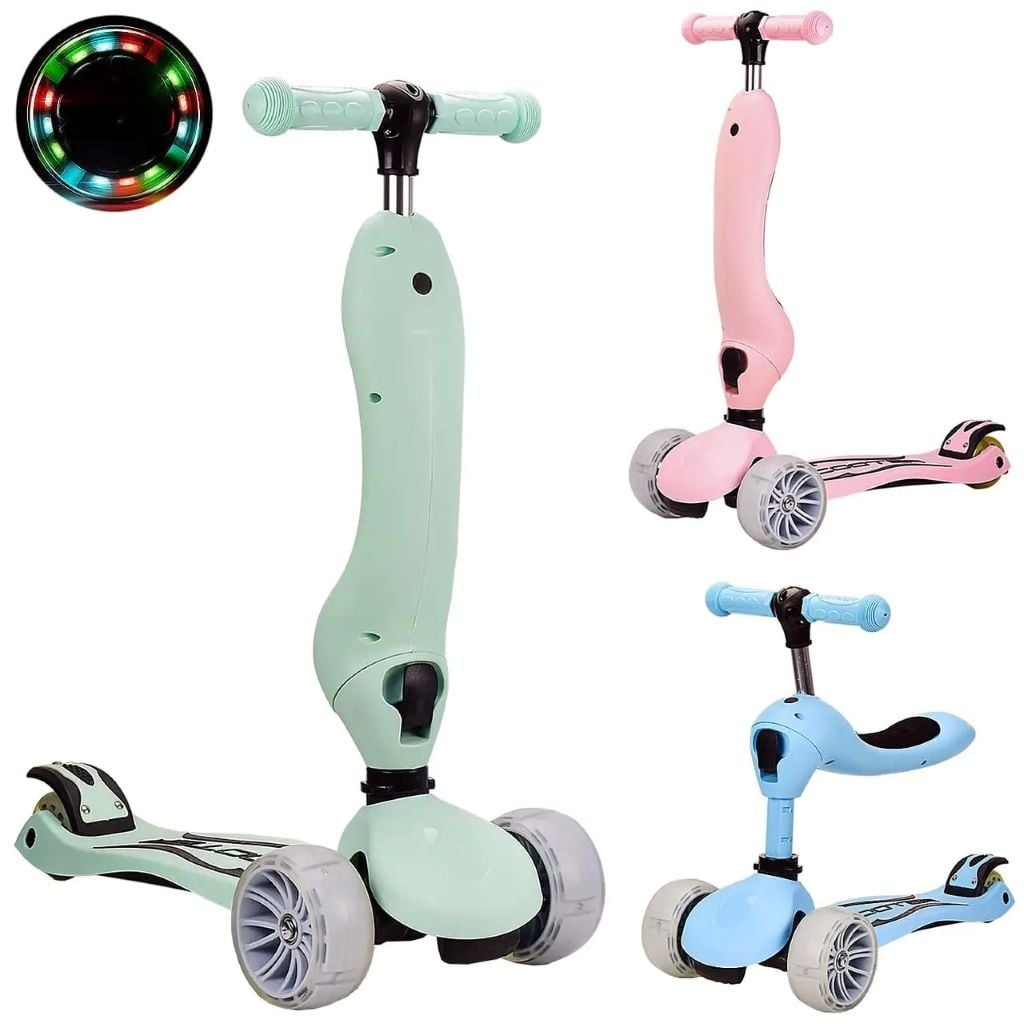 Самокат 3-х колісний d120*55мм PU зі світлом 2 в1 у коробці мікс кольорів CY20803 Scooter