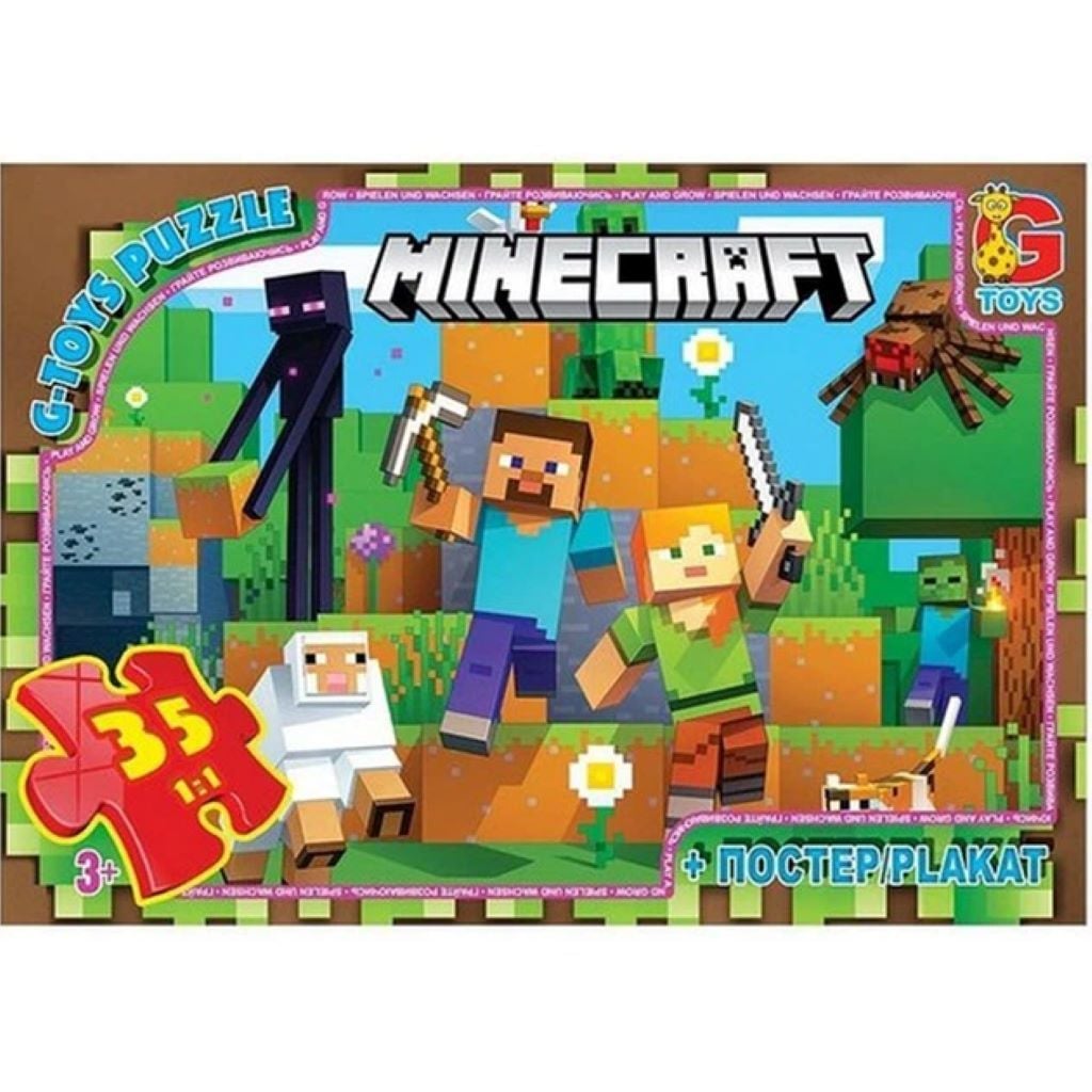 Пазли 35ел. Minecraft +постер в коробці 17.5*12*2.5см MC796 Danko toys