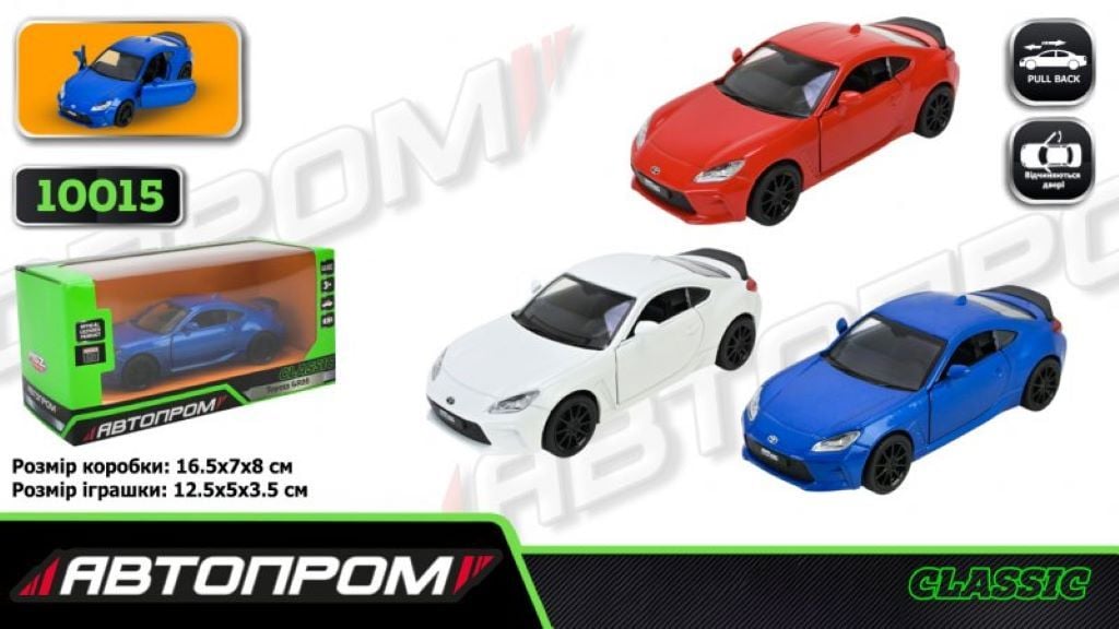 Машина метал 1:34 Toyota GR86 інерція відкиваються двері в коробці 16*8*7см 10015 Автопром