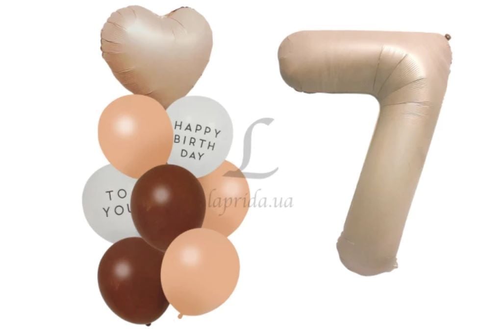 Кульки 9шт набір фольга 18*1шт фольга цифра 7 1шт латекс п10 7шт Happy Birthday YW-L2406 мексика