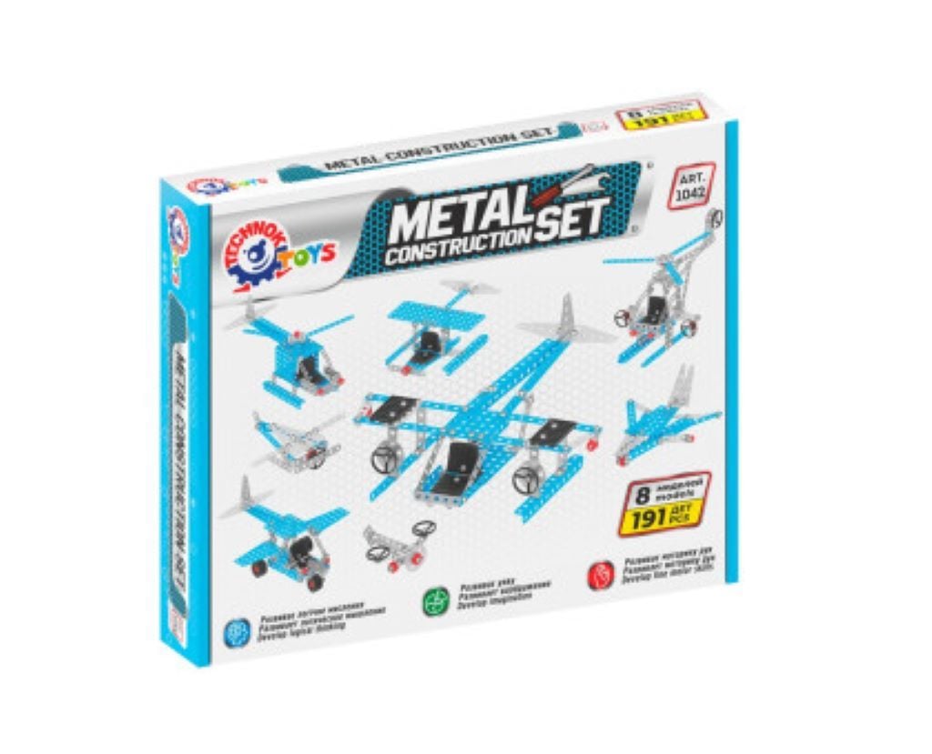 Конструктор металевий 191дет Повітряний транспорт у коробці 30*24*4см 1042 Технок