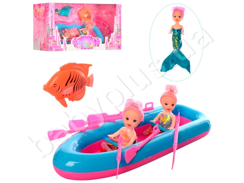 Ляльки 10см 3шт лодка рибка в коробці 32*16*11см 66821 Китай