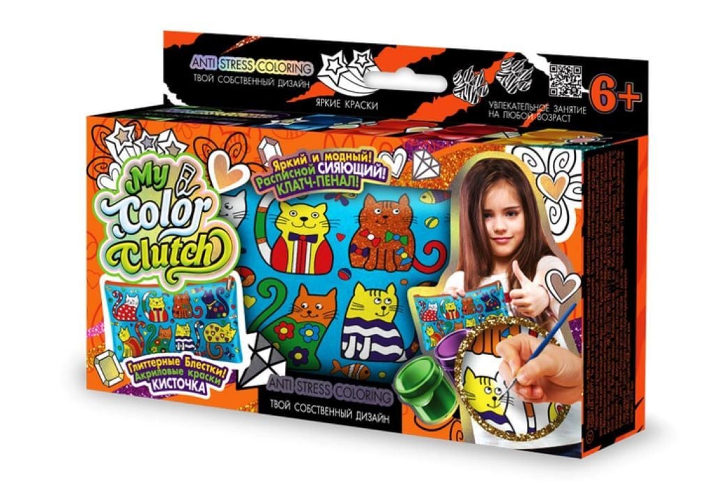Клатч- пенал розмальовкаі My Color Clutch фарби глітер у коробці 27*15*2,5см CCL-01-05U Danko toys
