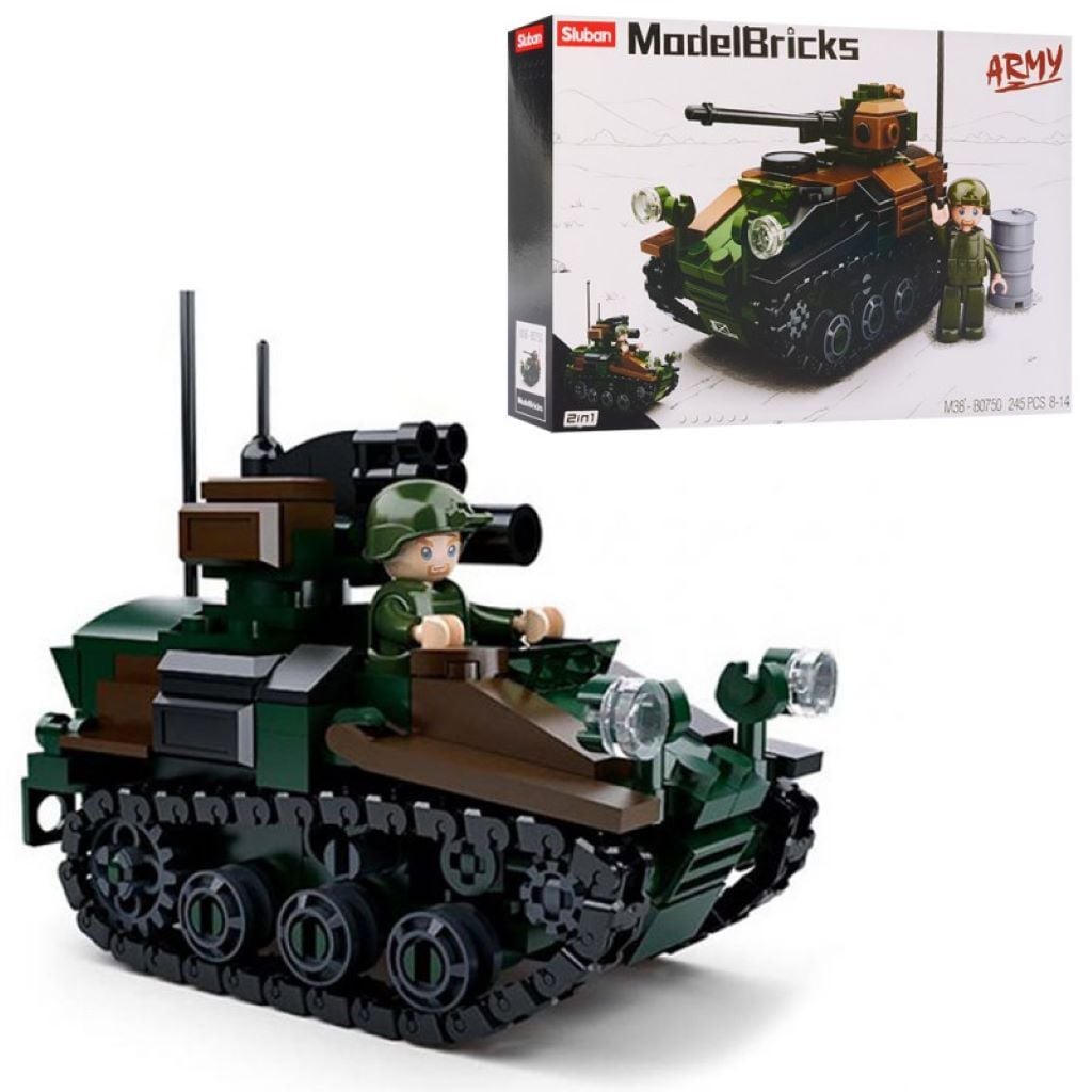Конструктор типу лего 245дет Model Bricks 2в1 Танк фігурка коробка 29*19*5,5см M38-B0750 sluban