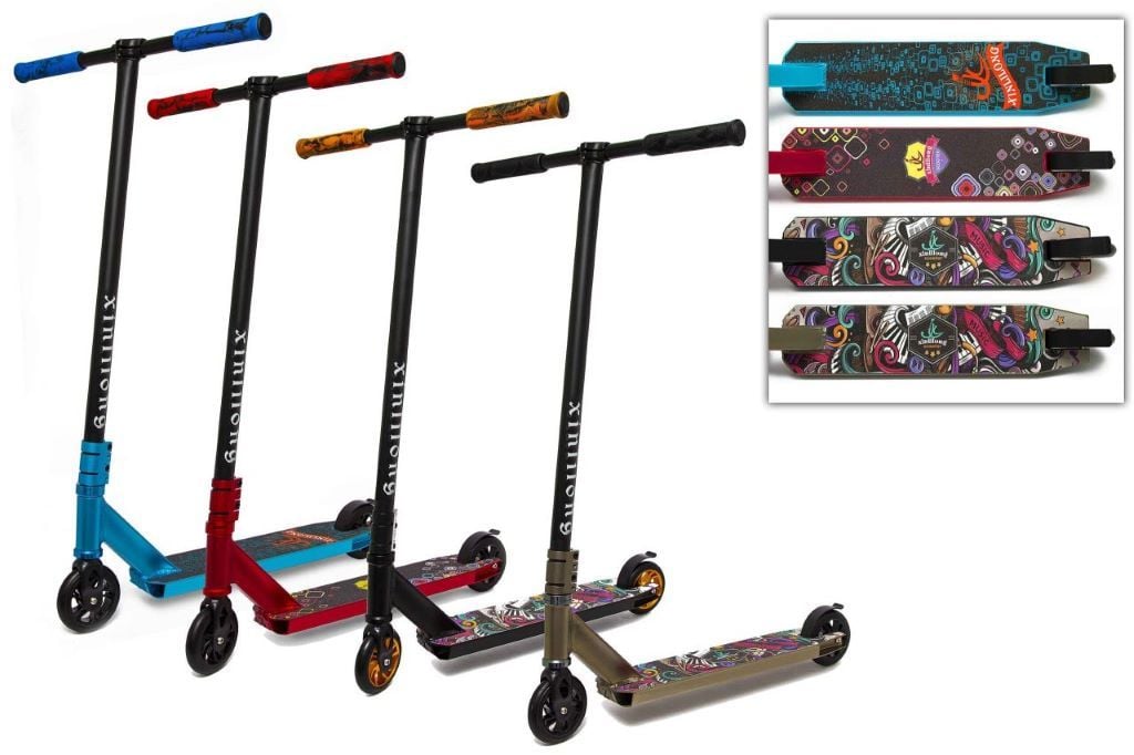 Самокат трюковий 2х колісний колеса PU 110мм алюмінієвий диск спицевий компресія Scooter Xinlilong TR11031 Китай