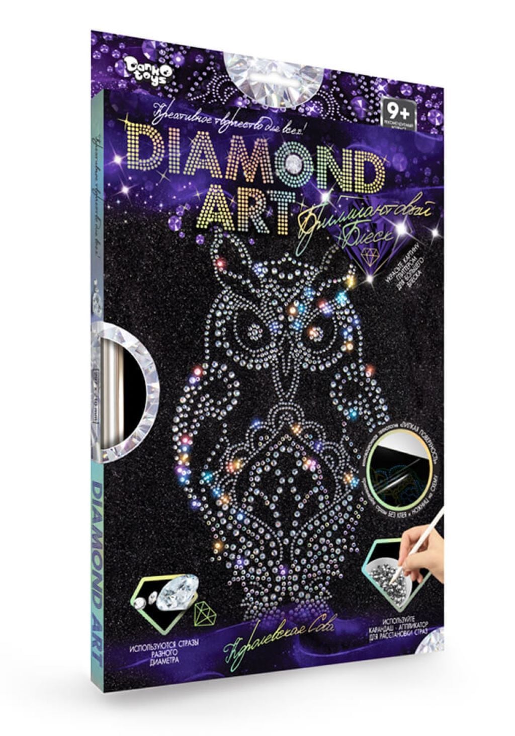 Алмазний живопис Сова Diamond Art в коробці 35*25*1,5см DAR-01-02 Danko toys