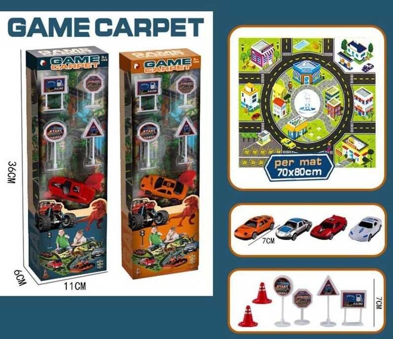 Килим 70*80см дорога та набір знаків машина коробка B801-3/4/5/6 Китай