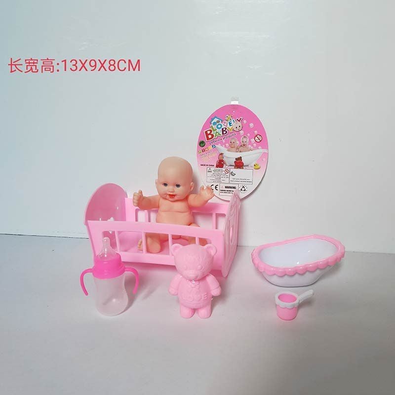 Пупс 10см ліжечко аксесуари у сітці 13*8*9см LE566H-10D Китай