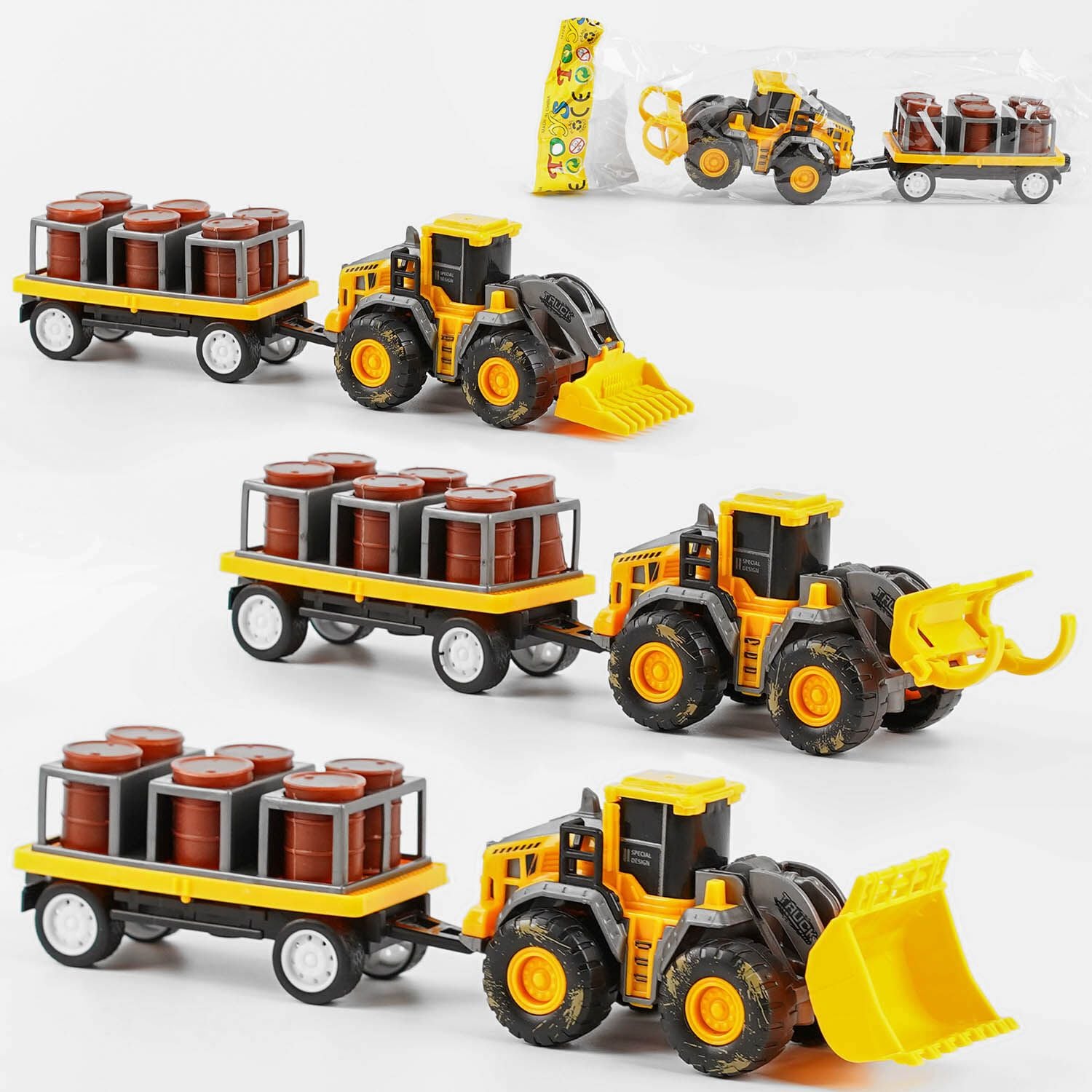 Екскаватор інерція спецтехніка з причепом пакет 26*10см 268-6 Китай