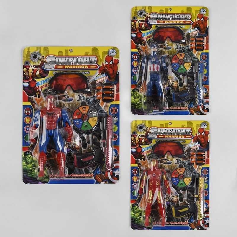 Фігурка супергероя з підсвічуванням пістолет окуляри в наборі на планшеті 50*34см P471 Китай