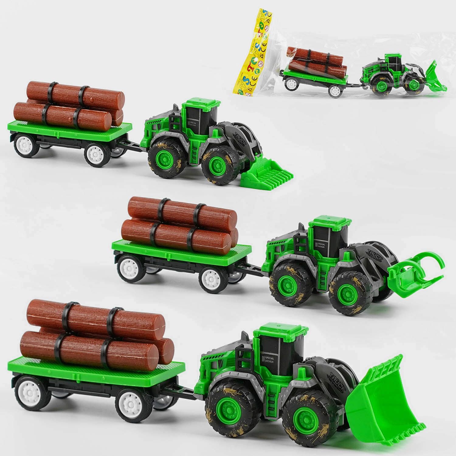 Комбайн інерція спецтехніка з причепом пакет 26*10см 268-18 Китай