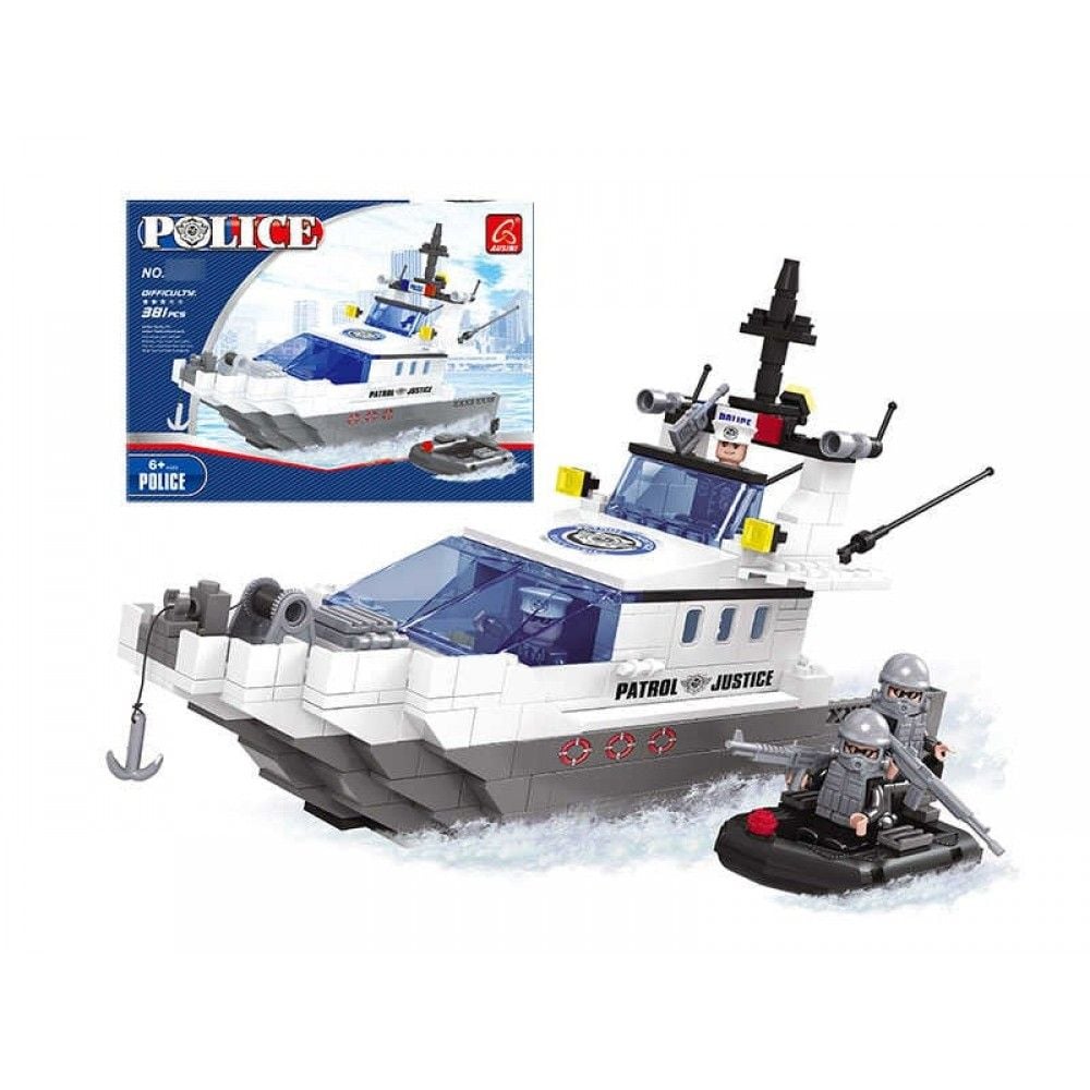 Конструктор 389д POLICE катер в коробці 38*28*6см 23602 KEYIXING