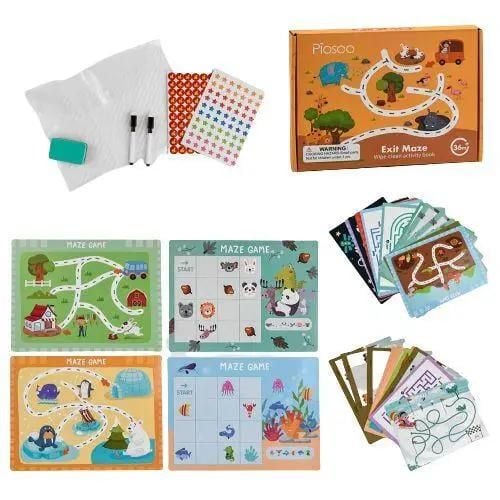 Гра логічна Багаторазова книга лабірінт 30карток фломастеру коробці 29*22*1см 47861 Piosoo