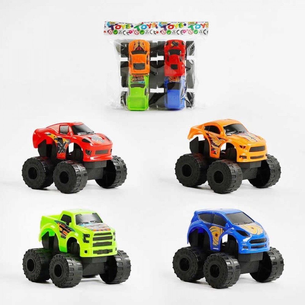 Машина набір пластик 4шт інерція в пакеті 15*15см 1886 Китай