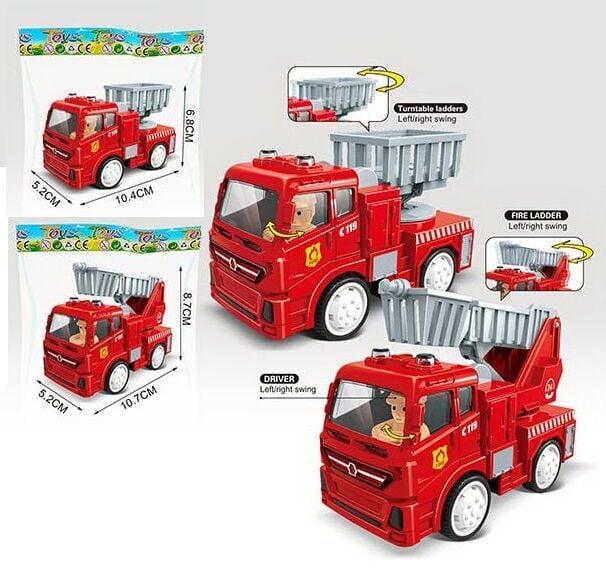 Машина пожежна інерція 12см у пакеті 19*14см 8814 Китай