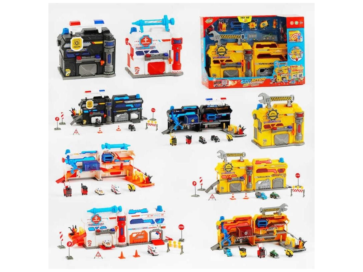 Паркінг 2 машинки світло звук аксесуари у коробці 44*12*33см SK-599GB Китай