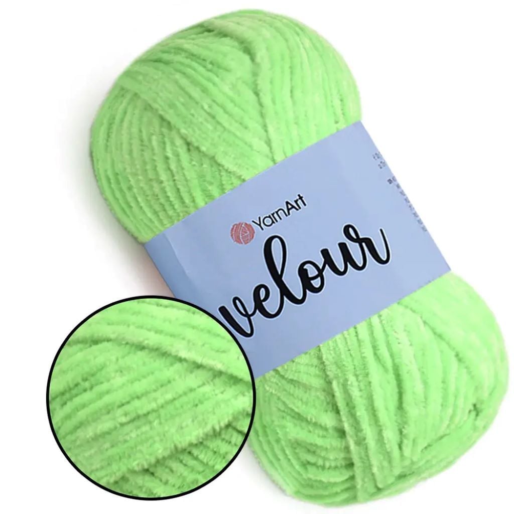 Пряжа YarnArt Velour 100г велюр зелений №861 100% мікрополієстр 281 Туречинна