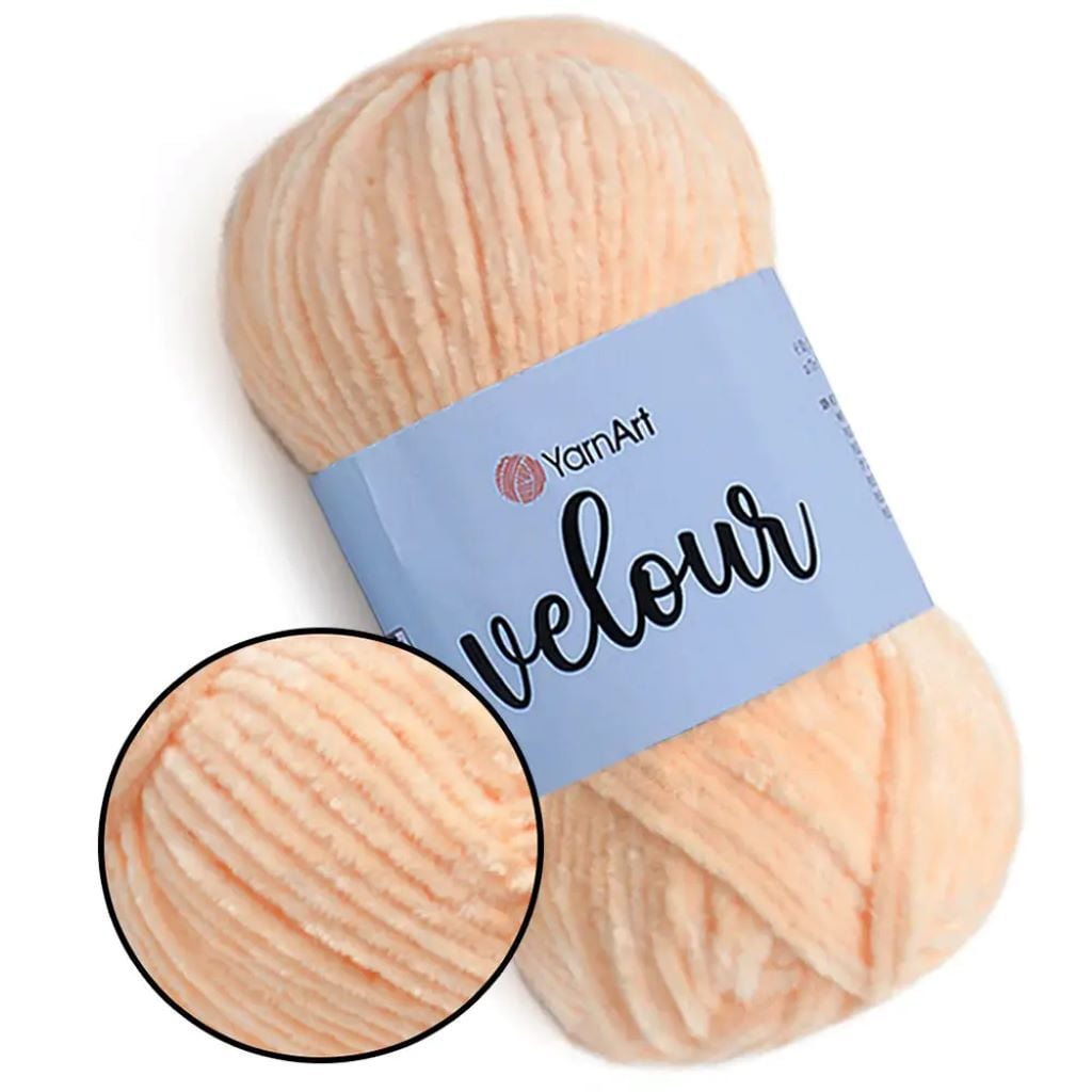 Пряжа YarnArt Velour 100г велюр персик №863 100% мікрополієстр 283 Туречинна